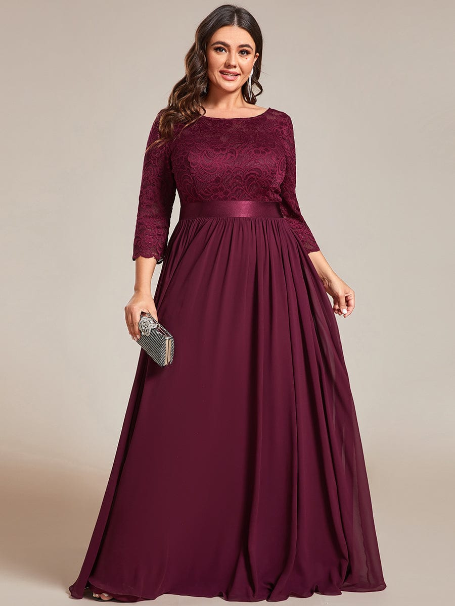 Elegant Round Neck A Line See-Through Lace Bridesmaid Dress