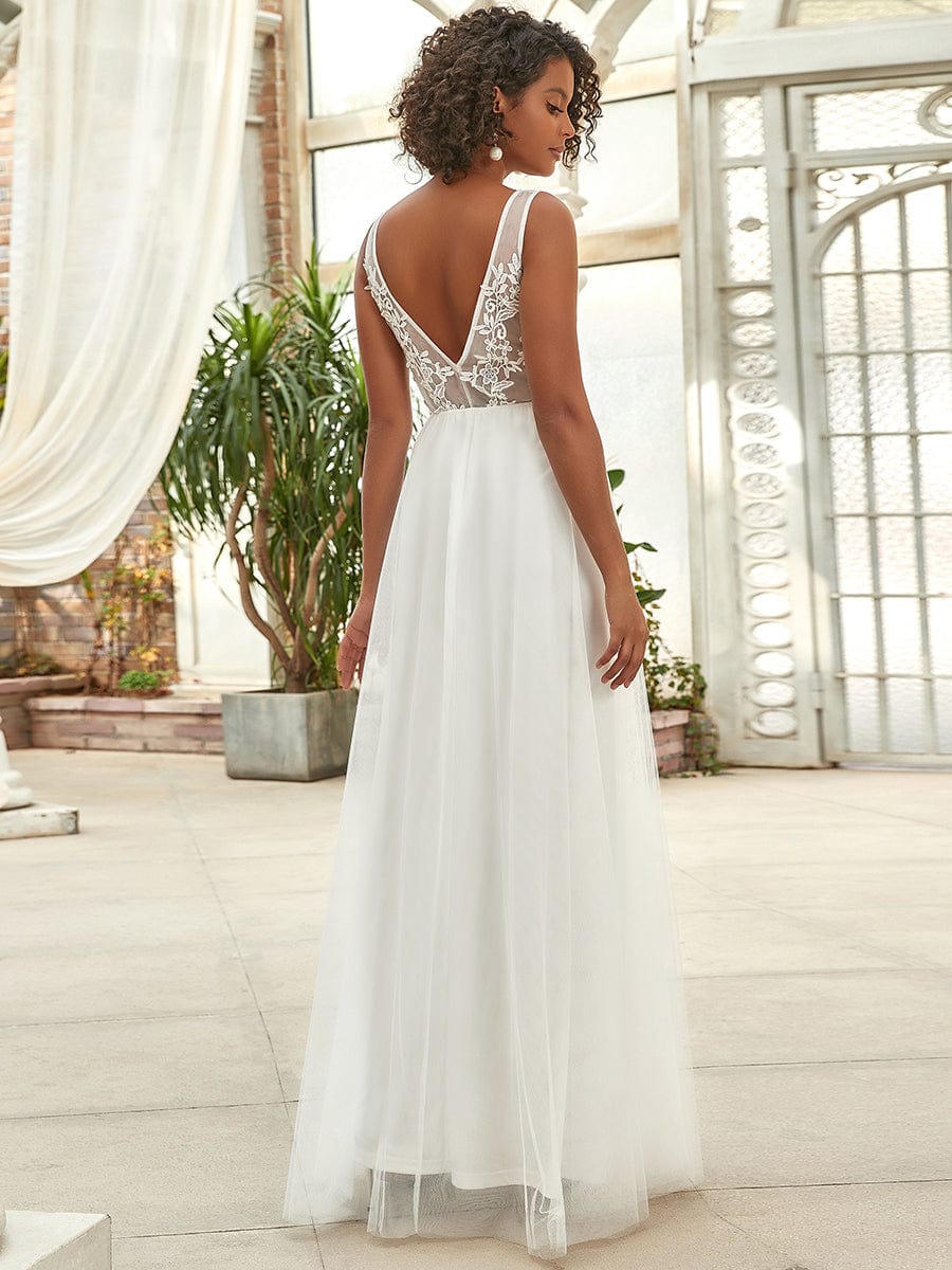 Custom Size Elegant Sleeveless Applique Flowy Tulle Evening Dress