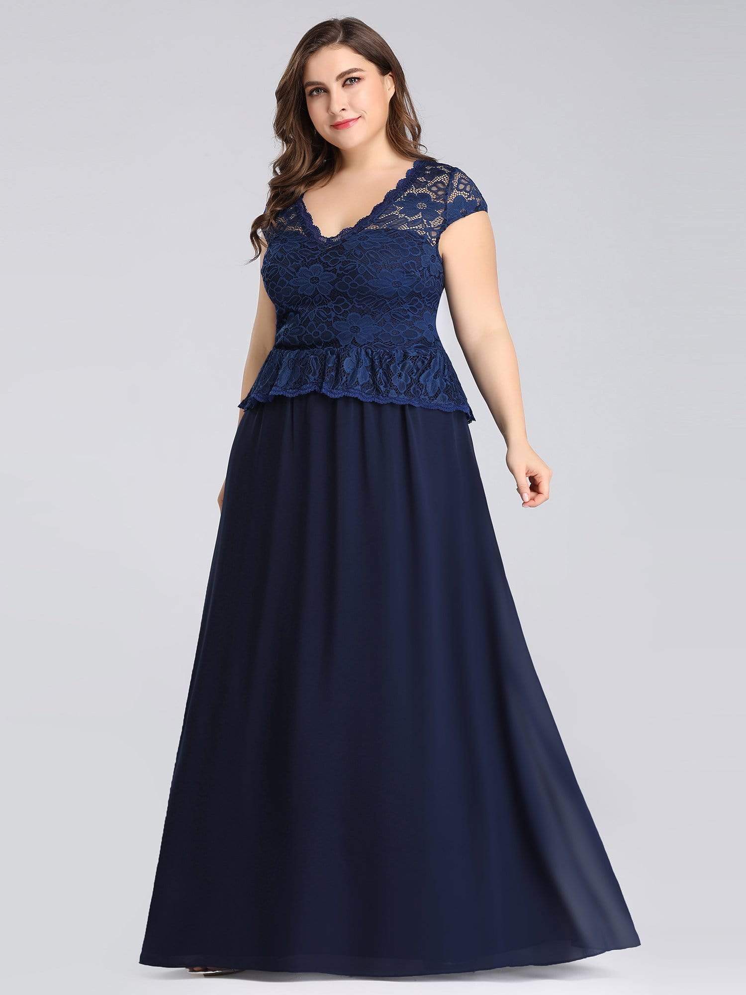 long navy blue lace dress