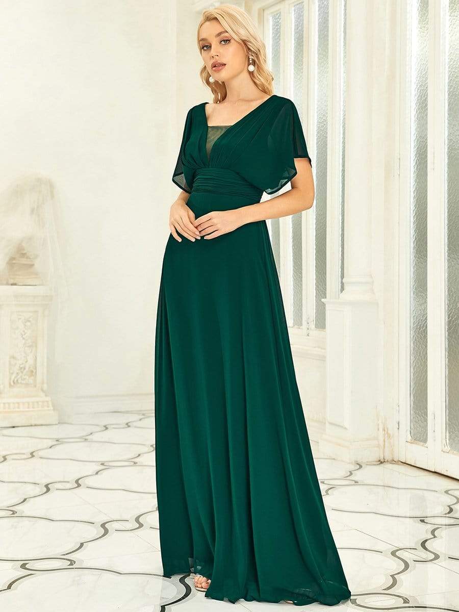 Stunning A-Line Empire Waist Chiffon Wedding Guest Dress