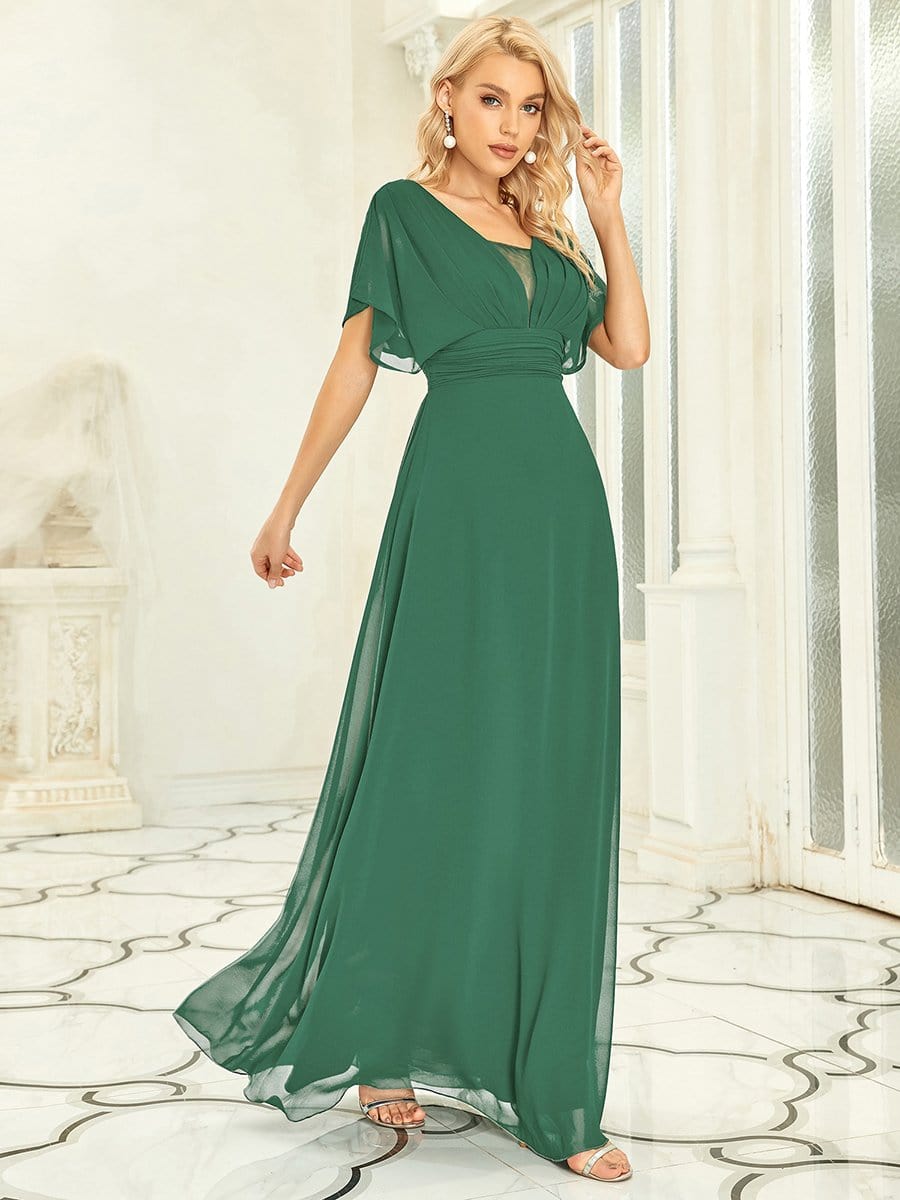 A-Line Empire Waist Chiffon Long Evening Party Dress