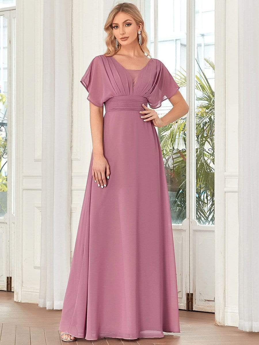 Stunning A-Line Empire Waist Chiffon Wedding Guest Dress