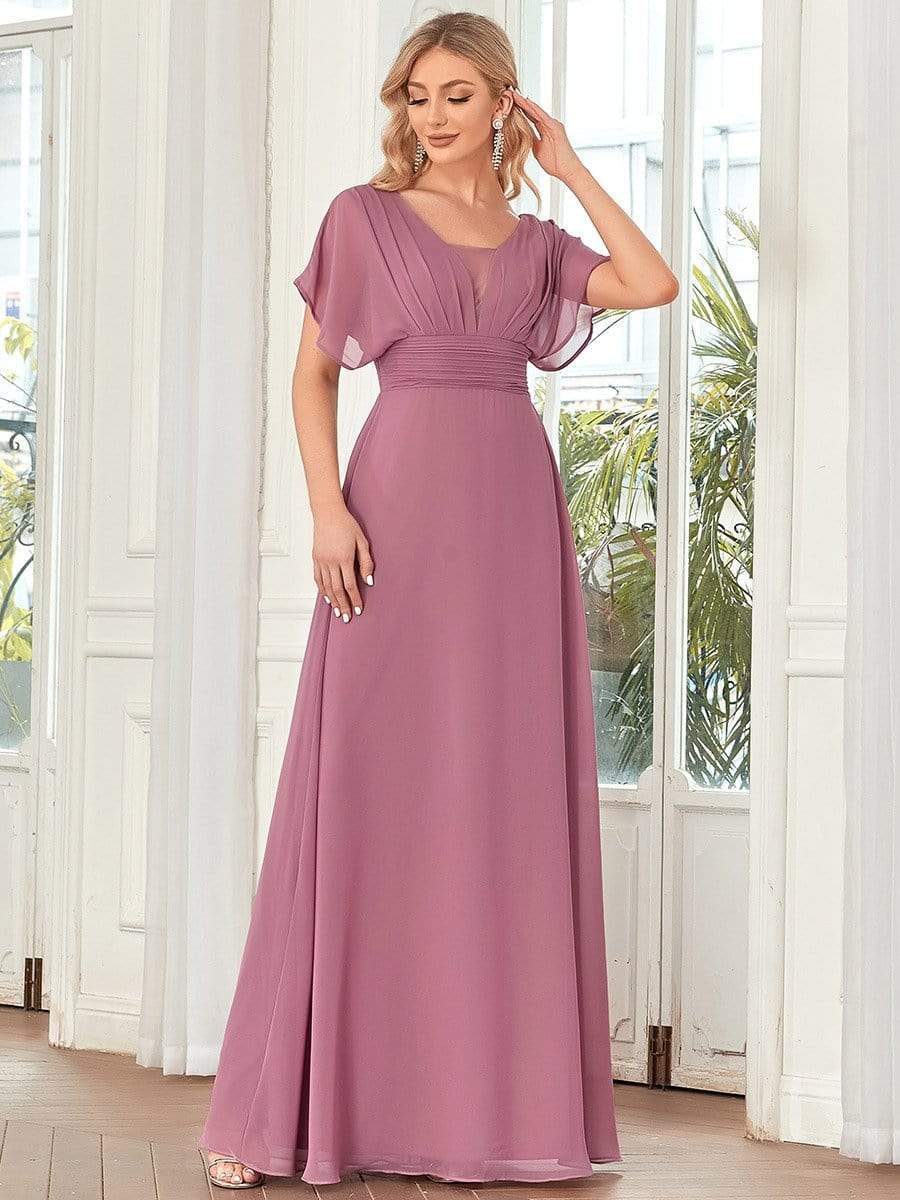 Custom Size Stunning A-Line Empire Waist Chiffon Wedding Guest Dress