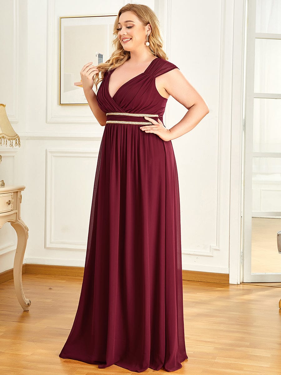 V-Neck Sleeveless Grecian Style Plus Size Evening Dresses