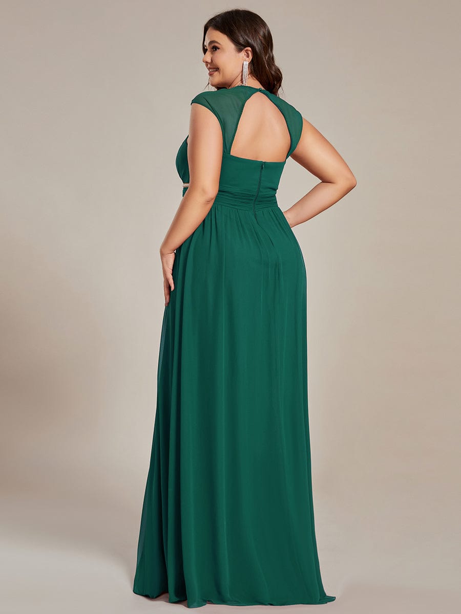 V-Neck Sleeveless Grecian Style Plus Size Evening Dresses