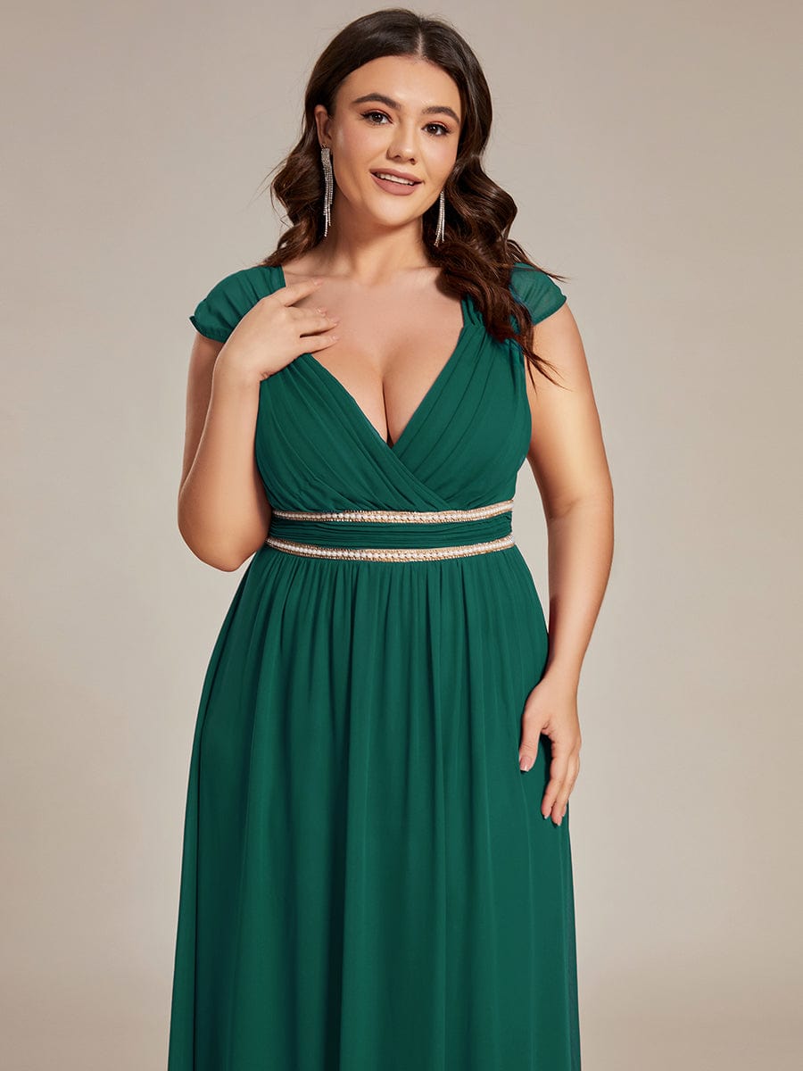 V-Neck Sleeveless Grecian Style Plus Size Evening Dresses