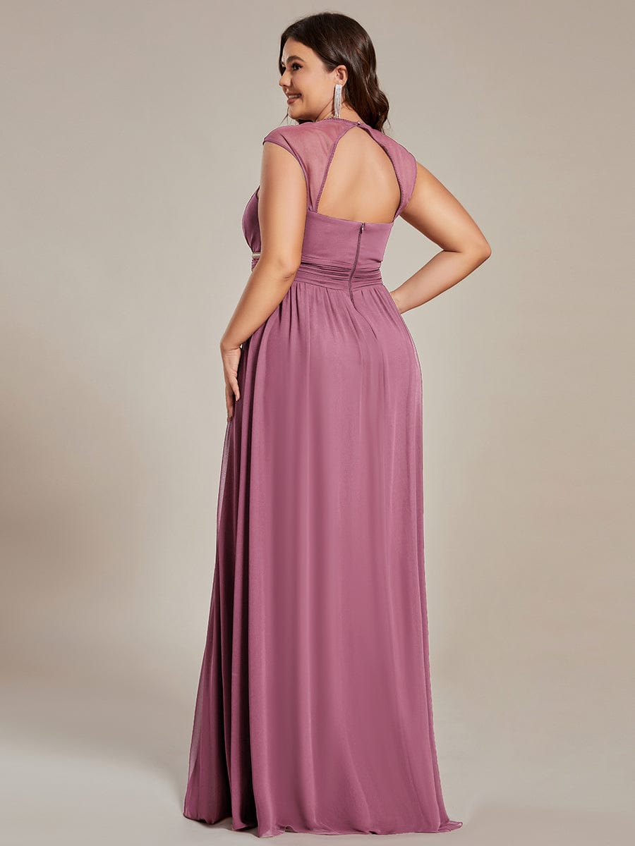 V-Neck Sleeveless Grecian Style Plus Size Evening Dresses