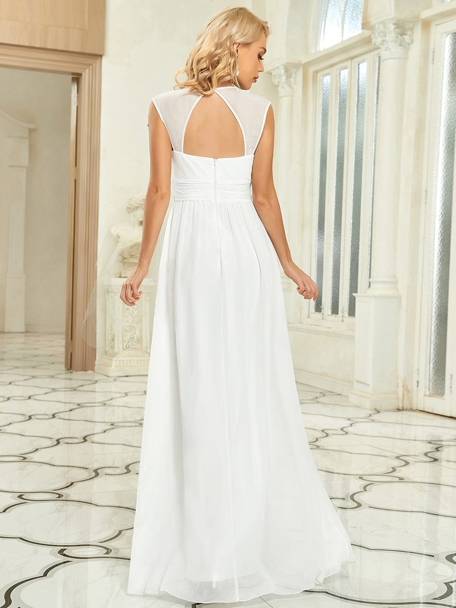 Custom Size Ruched V-neck Floor Length Elegant Bridesmaid Dress