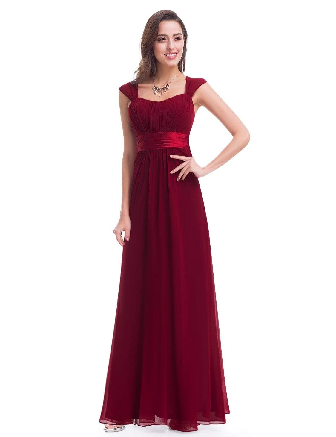 burgundy empire waist dress