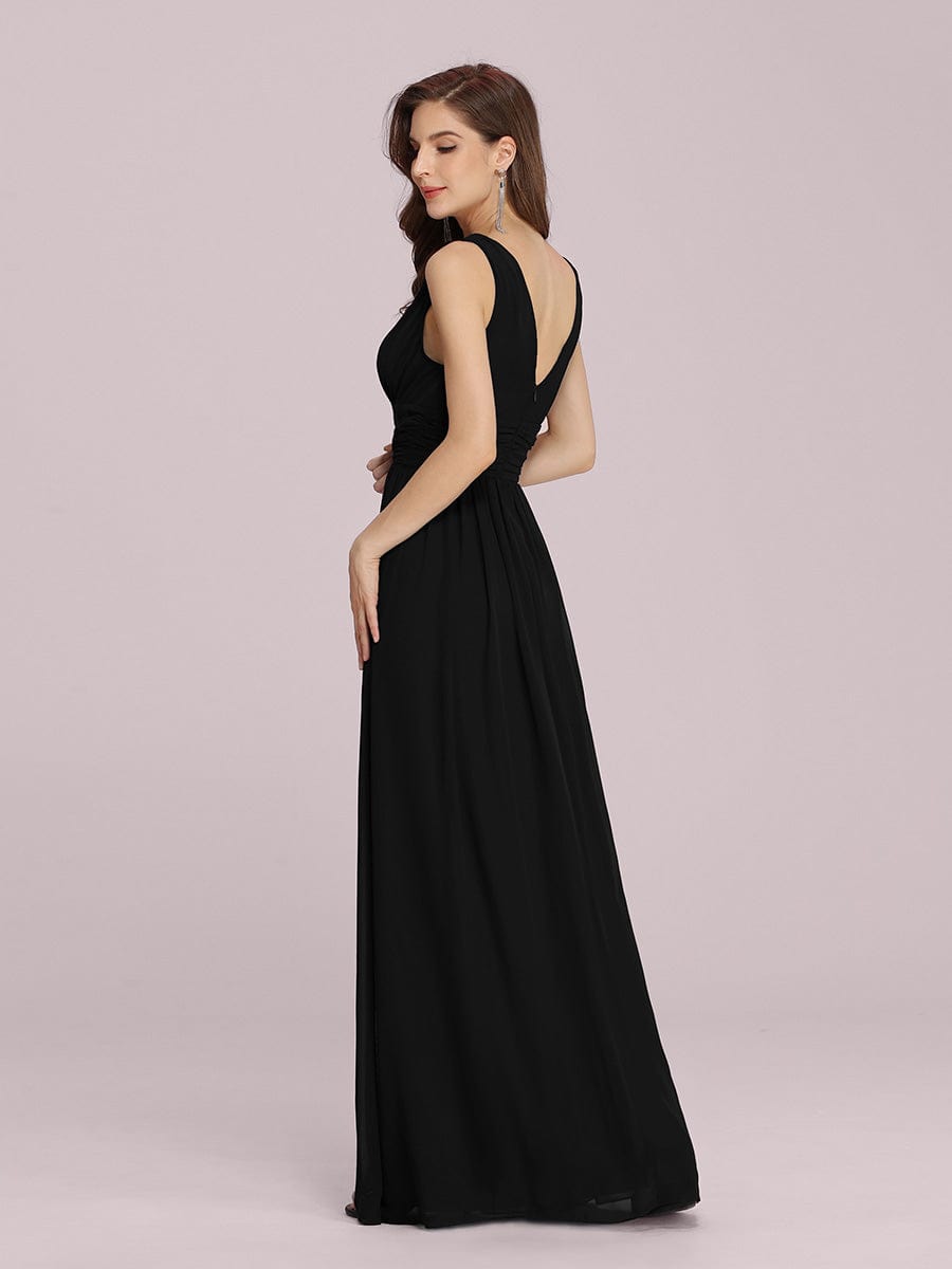 Custom Size V Neck Sleeveless Pleated Chiffon Evening Dress