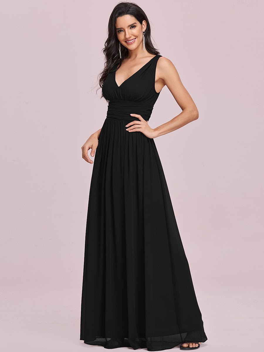 Elegant V Neck A Line Chiffon Maxi Bridesmaid Dresses