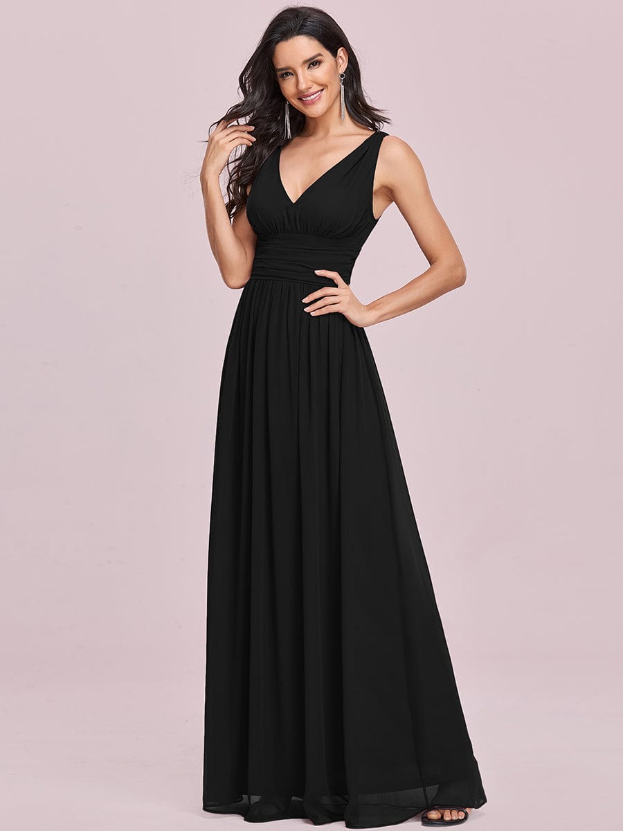 Elegant V Neck A Line Chiffon Maxi Bridesmaid Dresses