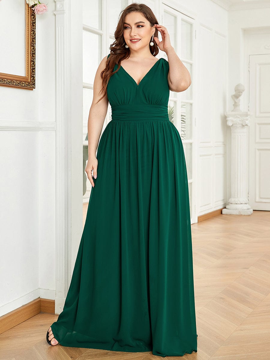 Elegant V Neck A Line Chiffon Maxi Bridesmaid Dresses