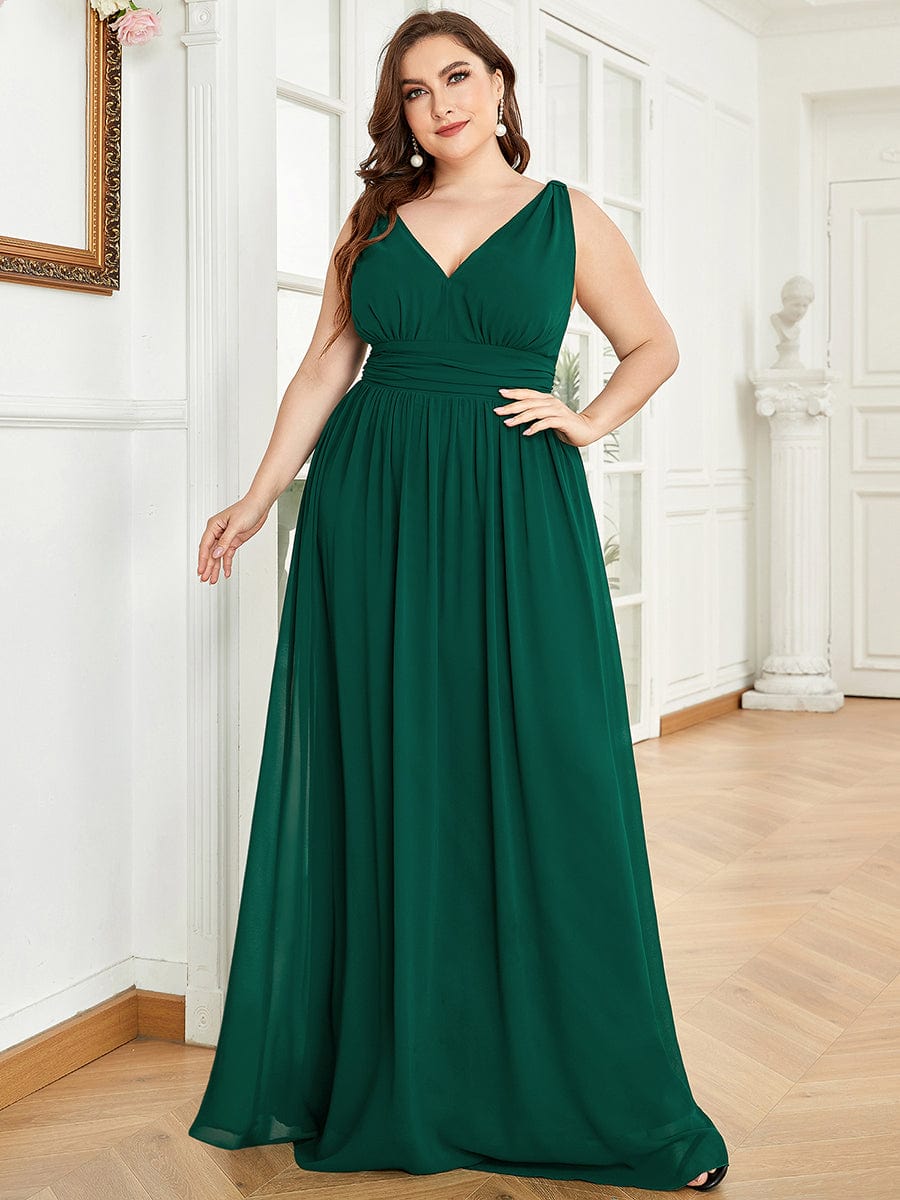 Elegant V Neck A Line Chiffon Maxi Bridesmaid Dresses