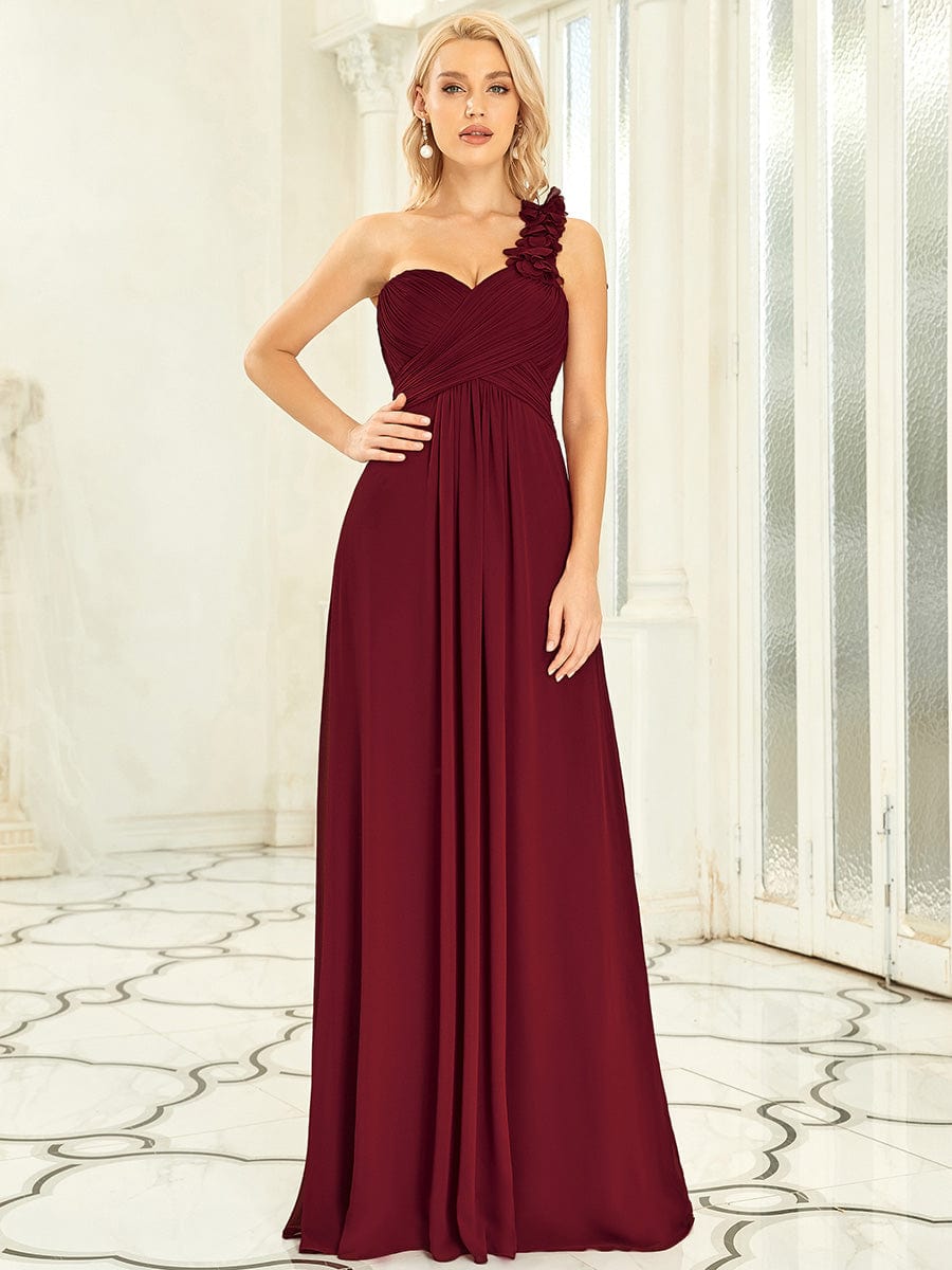 Custom Size Chiffon One Shoulder Maxi Long Bridesmaid Dresses for Women