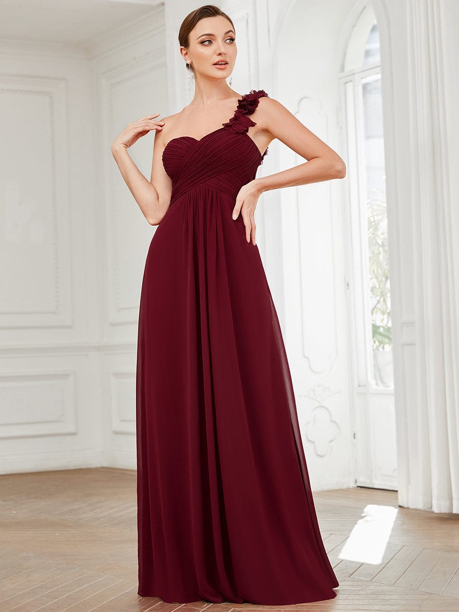 Chiffon One Shoulder Maxi Long Bridesmaid Dresses for Women