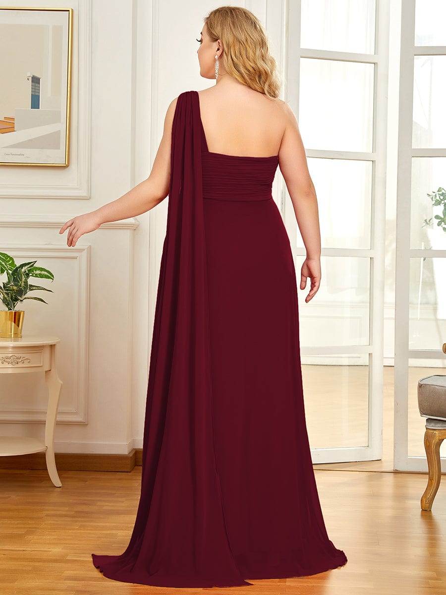 Plus Size Chiffon One Shoulder Maxi Evening Dresses