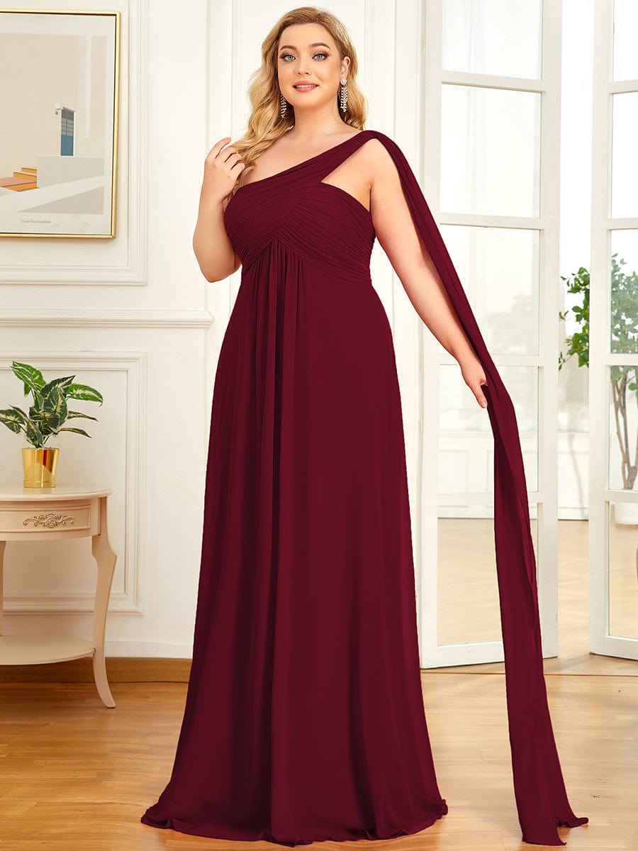 Plus Size Chiffon One Shoulder Maxi Evening Dresses