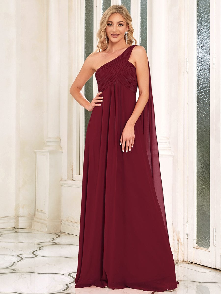 Maxi Long Chiffon One Shoulder Evening Dress for Women