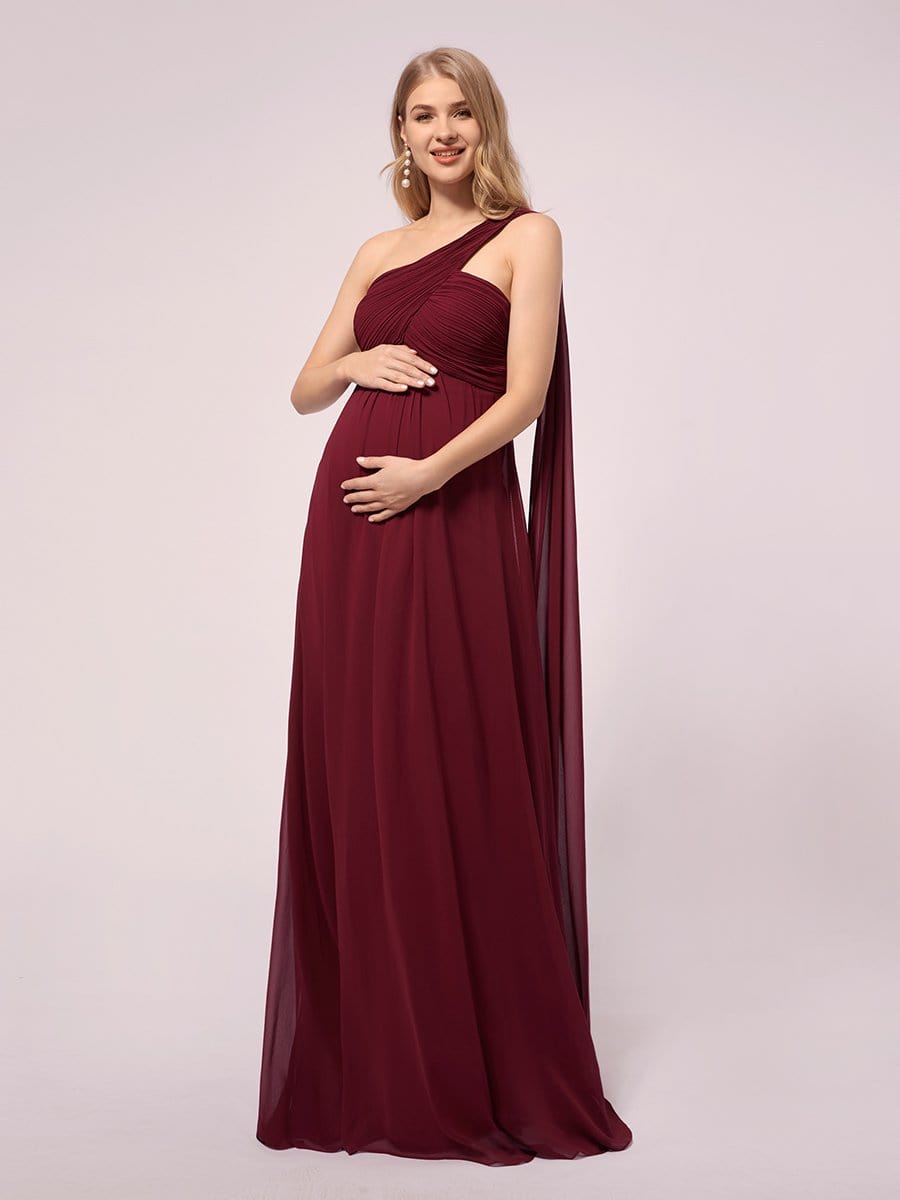 Simple One Shoulder Chiffon Maternity Dresses