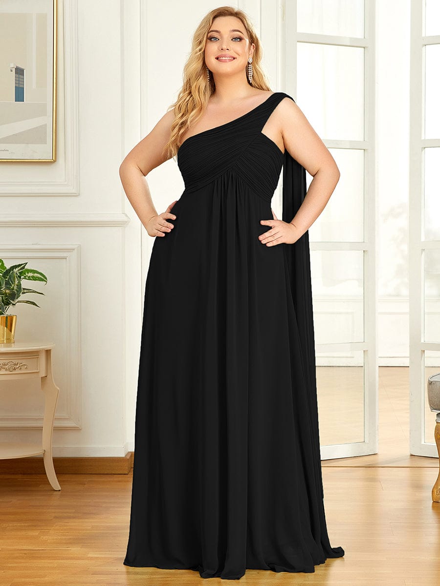 Maxi Long Chiffon One Shoulder Evening Dress for Women