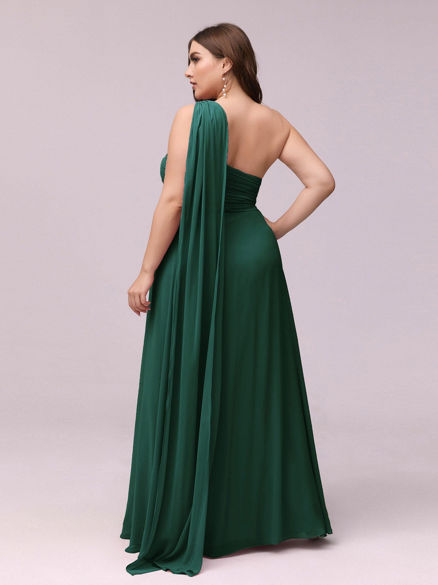 Custom Size Long Chiffon One Shoulder Evening Dresses