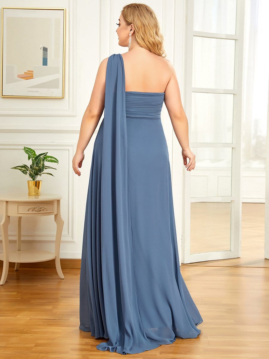 Plus Size Chiffon One Shoulder Maxi Evening Dresses