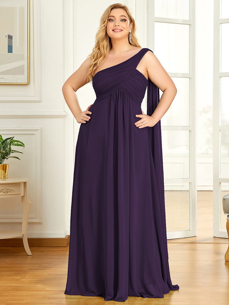 Maxi Long Chiffon One Shoulder Evening Dress for Women