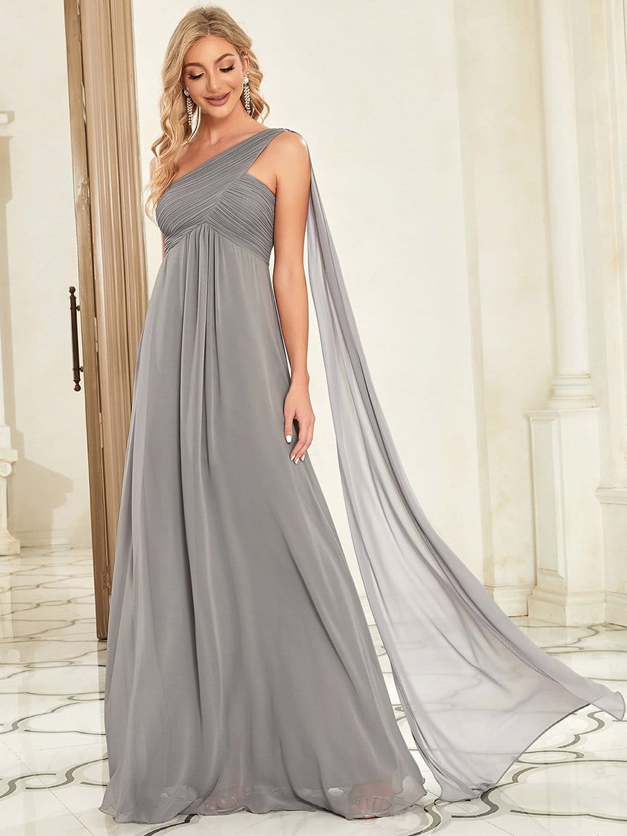 Maxi Long Chiffon One Shoulder Evening Dress for Women