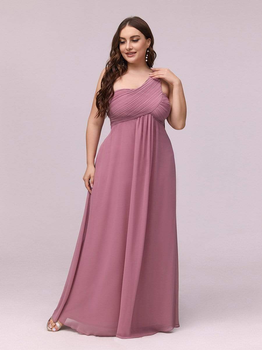 Custom Size Long Chiffon One Shoulder Evening Dresses