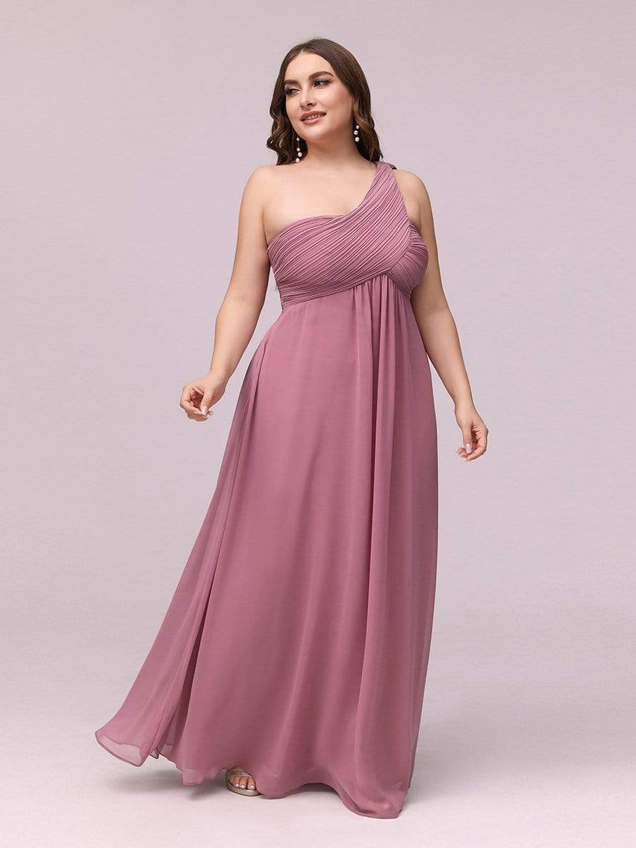 Plus Size Chiffon One Shoulder Maxi Evening Dresses