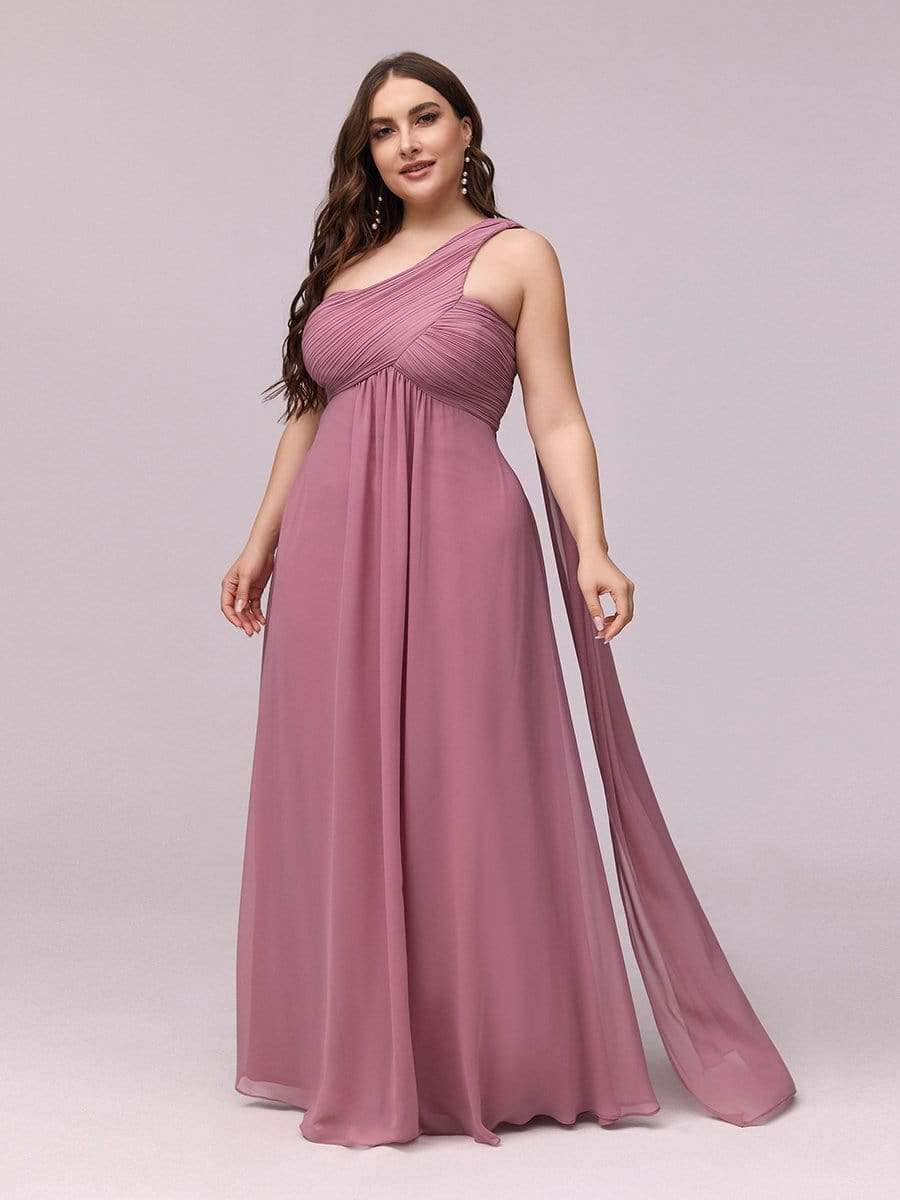 Custom Size Long Chiffon One Shoulder Evening Dresses