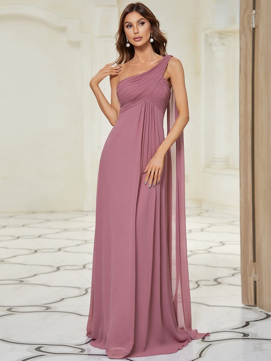 Custom Size Long Chiffon One Shoulder Evening Dresses