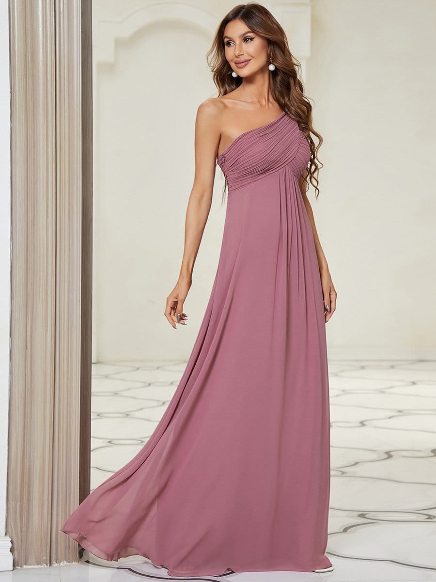 Custom Size Long Chiffon One Shoulder Evening Dresses