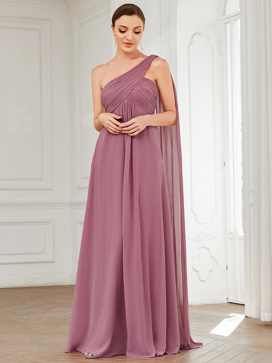 Maxi Long Chiffon One Shoulder Evening Dress for Women