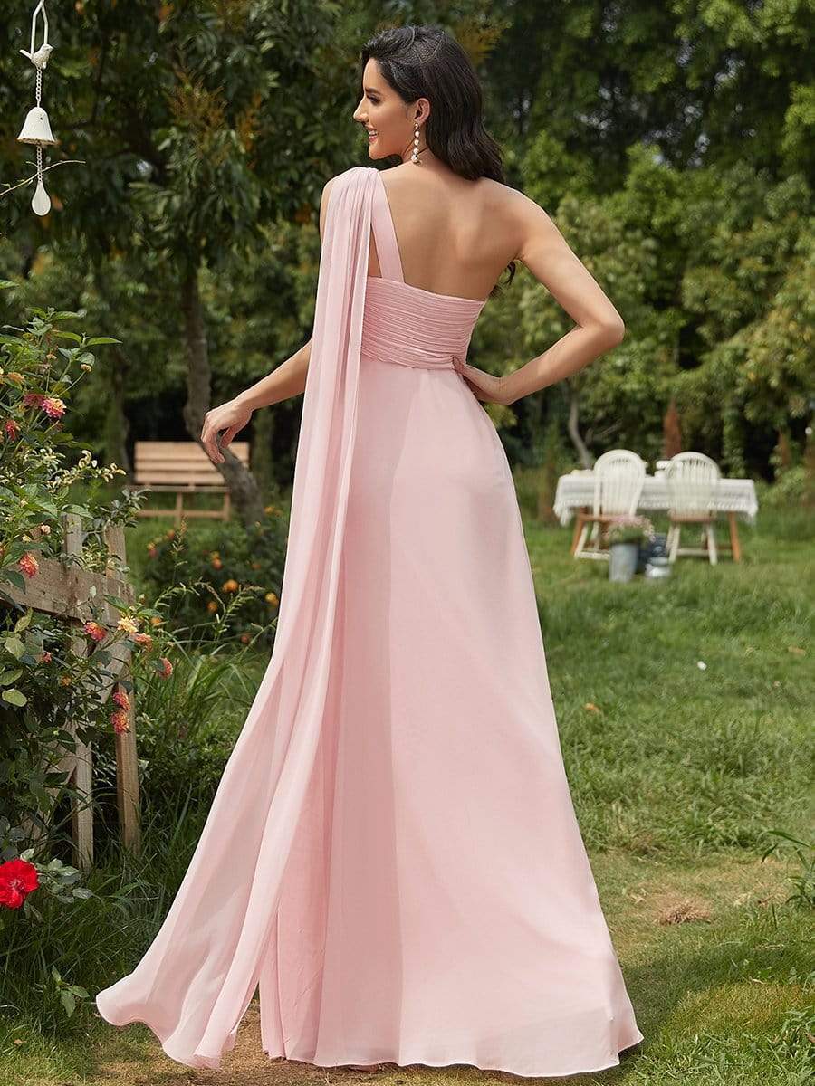 Maxi Long Chiffon One Shoulder Evening Dress for Women