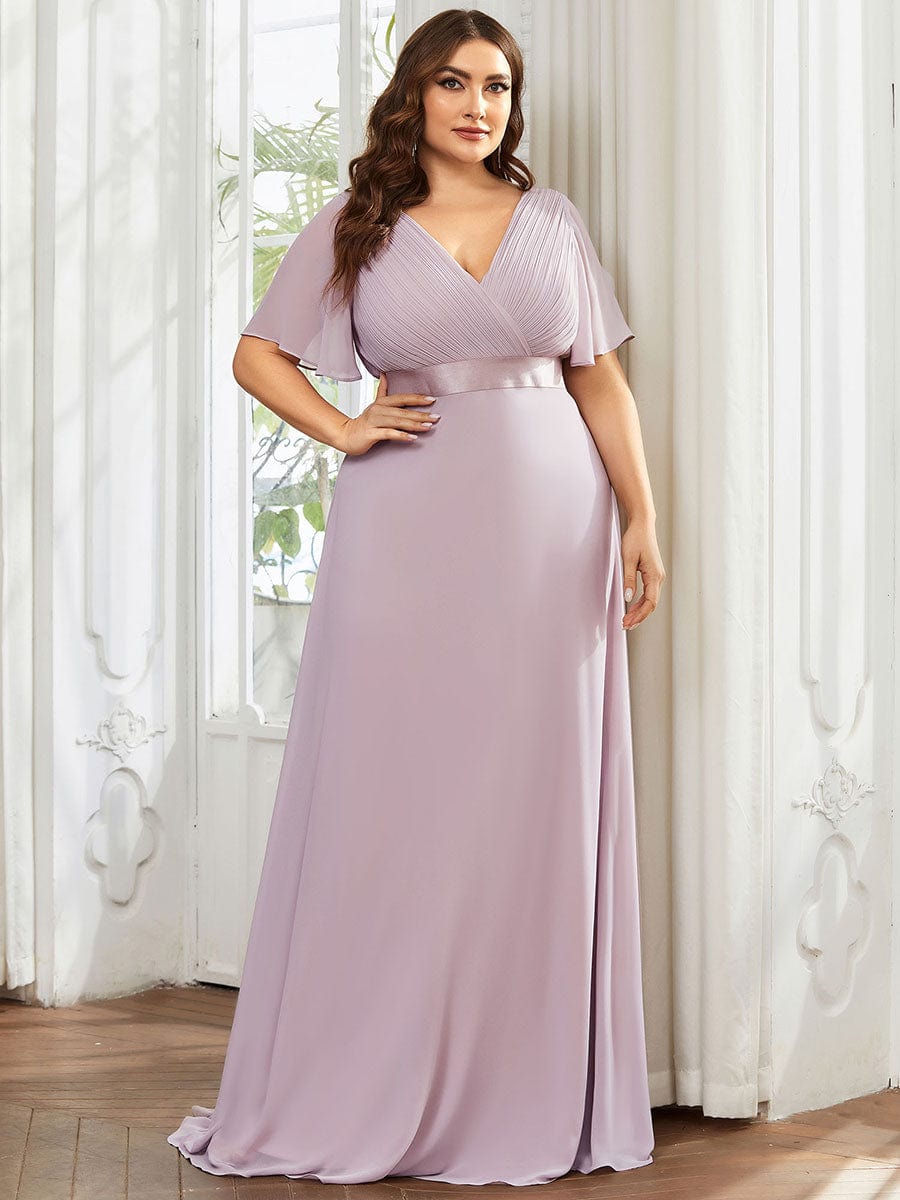 Flutter Sleeves Long Plus Size Bridesmaid Dress