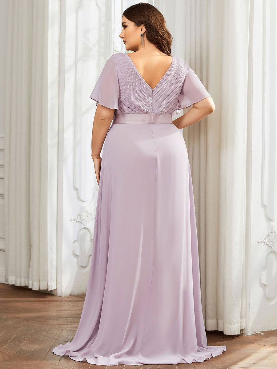 Flutter Sleeves Long Plus Size Bridesmaid Dress