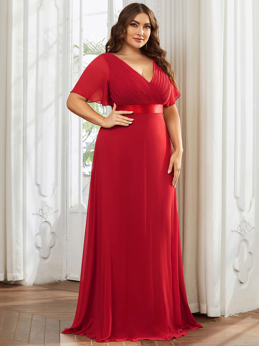 Flutter Sleeves Long Plus Size Bridesmaid Dress