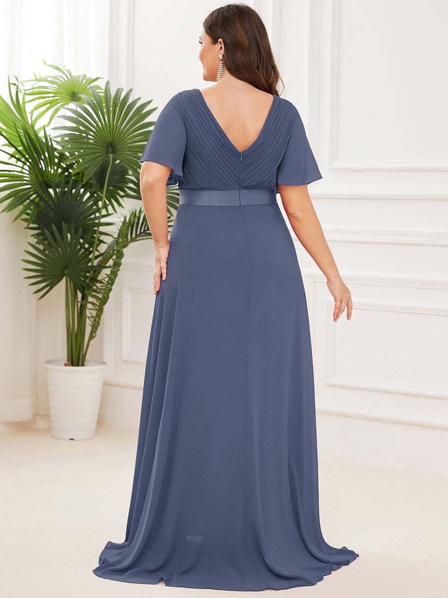 Flutter Sleeves Long Plus Size Bridesmaid Dress