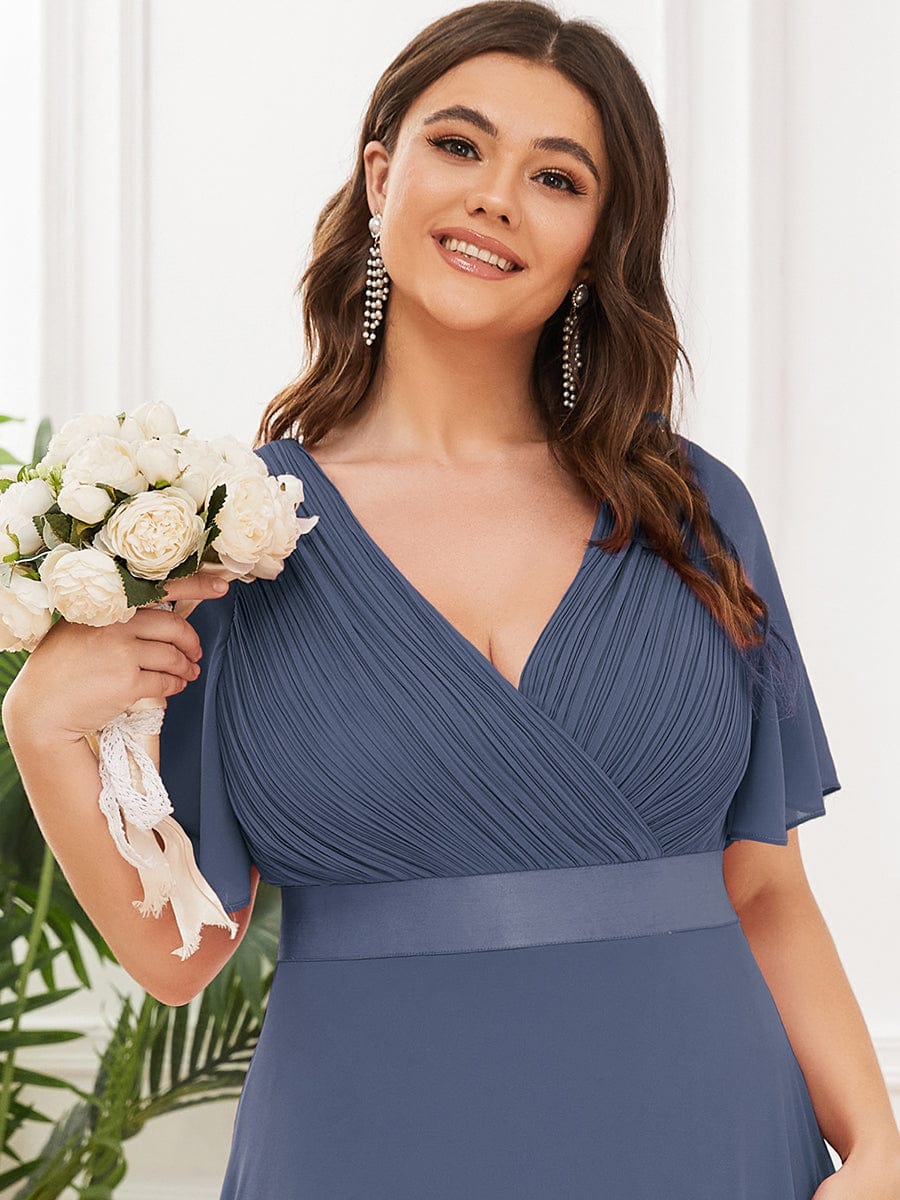 Flutter Sleeves Long Plus Size Bridesmaid Dress