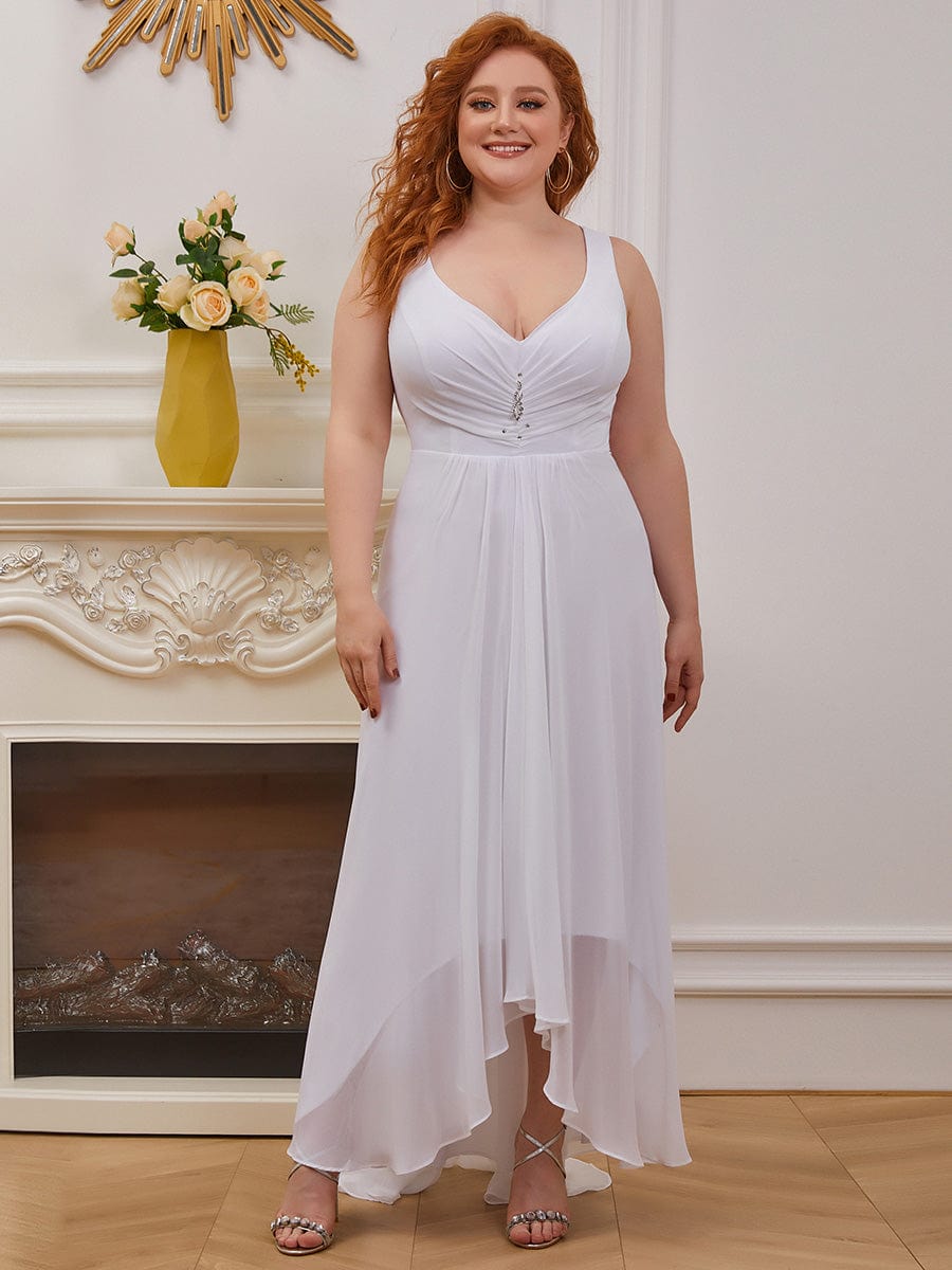 V-Neck High-Low Chiffon Evening Dress