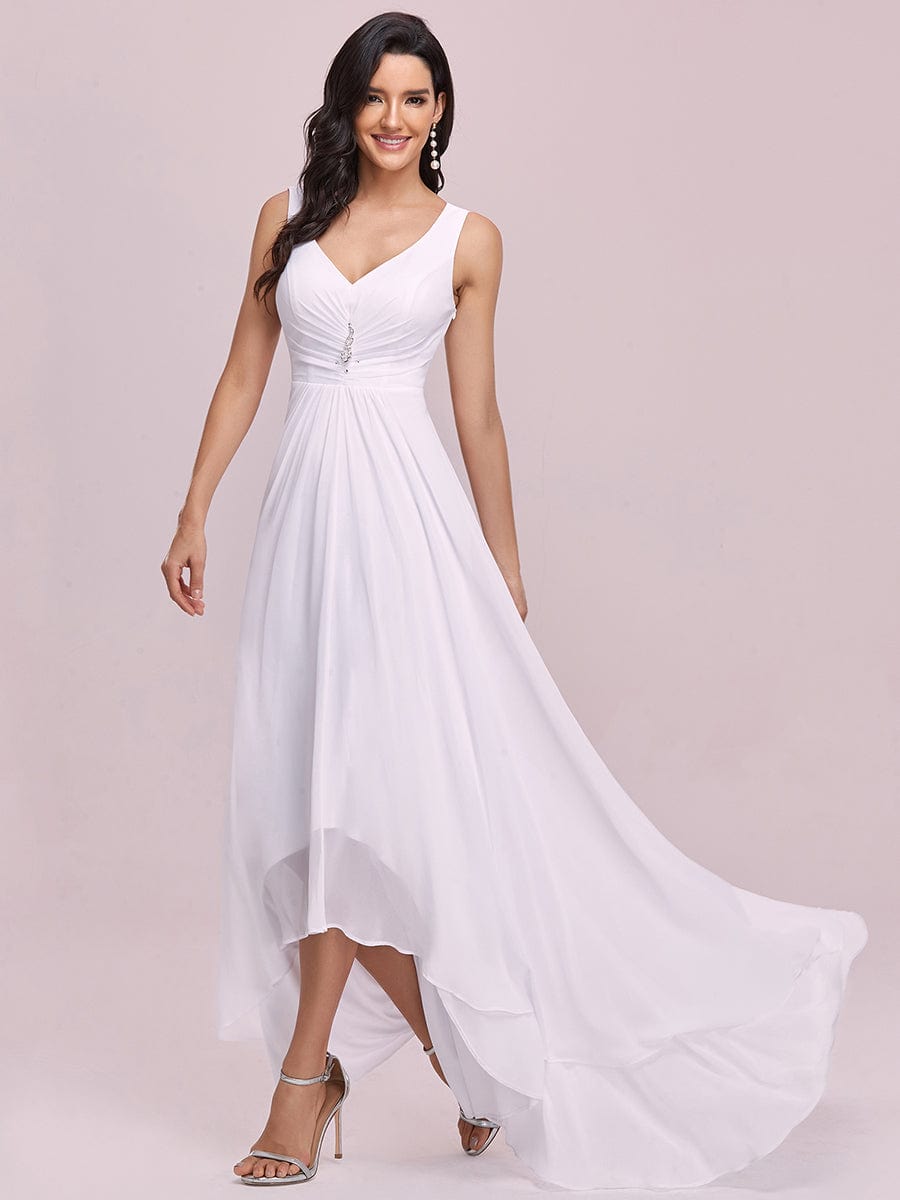 V-Neck High-Low Chiffon Evening Dress