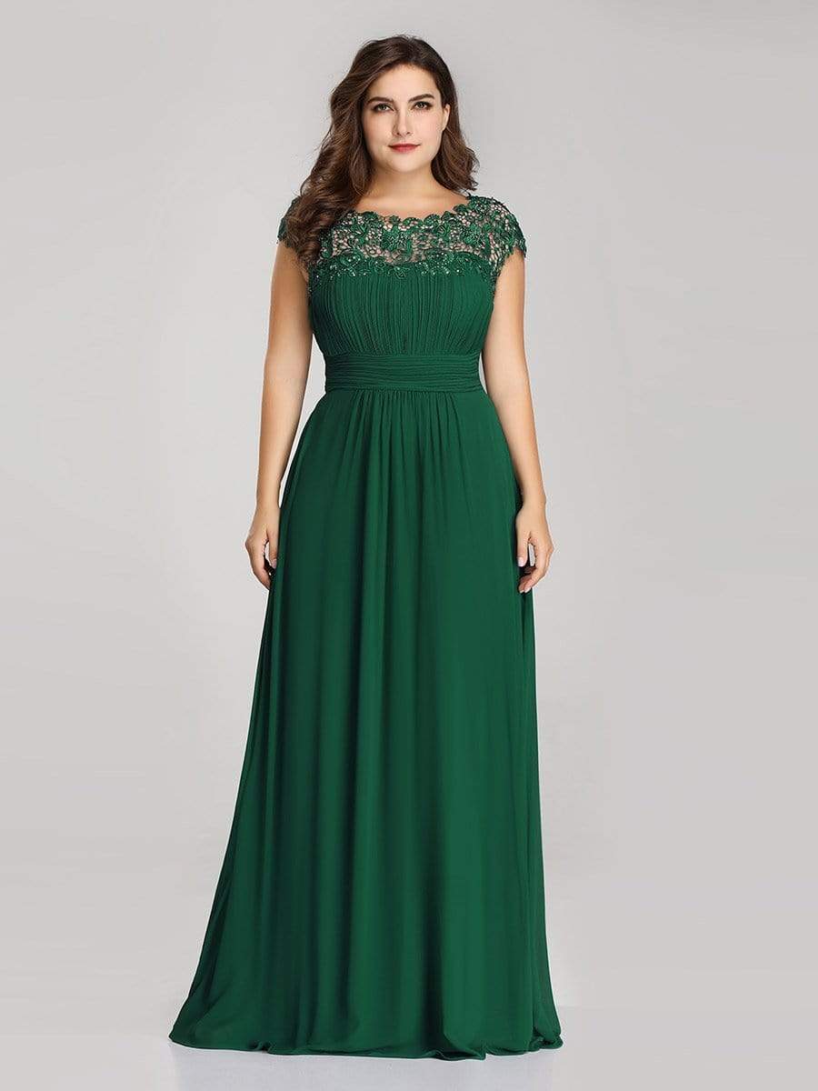 Elegant Flattering Maxi Plus Size Evening Dress