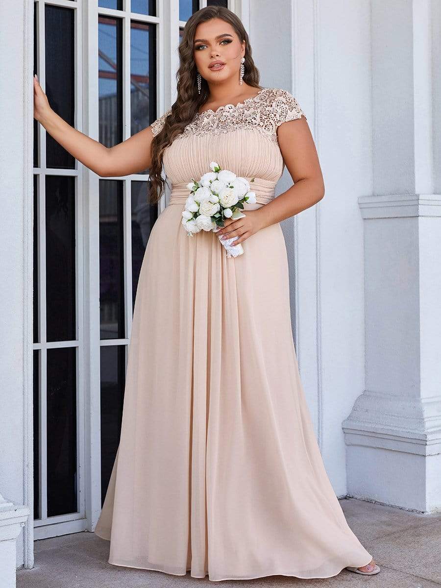 Elegant Flattering Maxi Plus Size Evening Dress