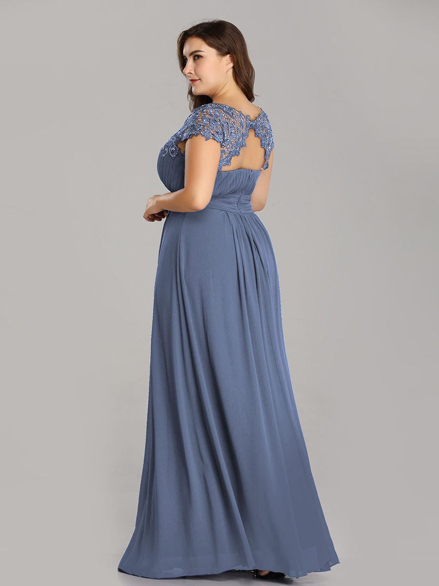 Maxi Long Lace Cap Sleeve Elegant Bridesmaid Dress