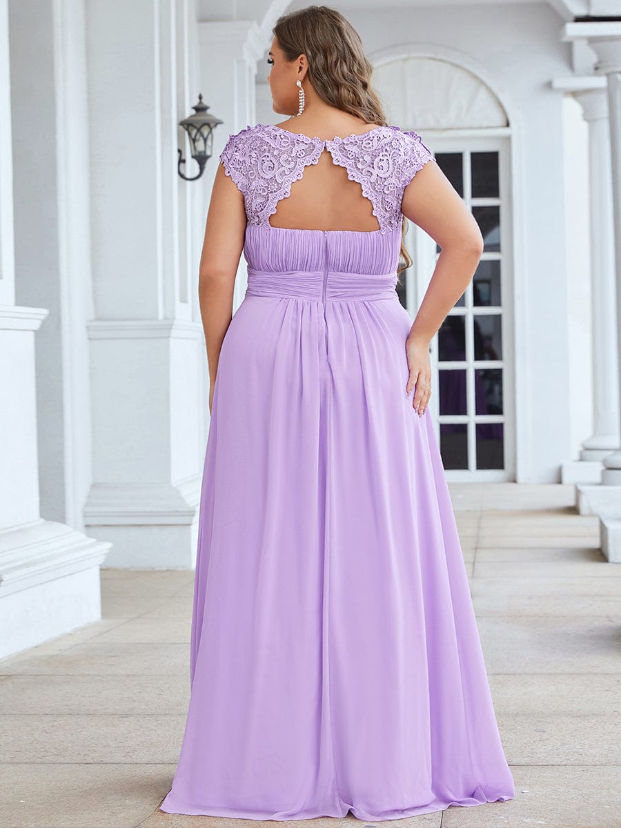 Maxi Long Lace Cap Sleeve Elegant Bridesmaid Dress