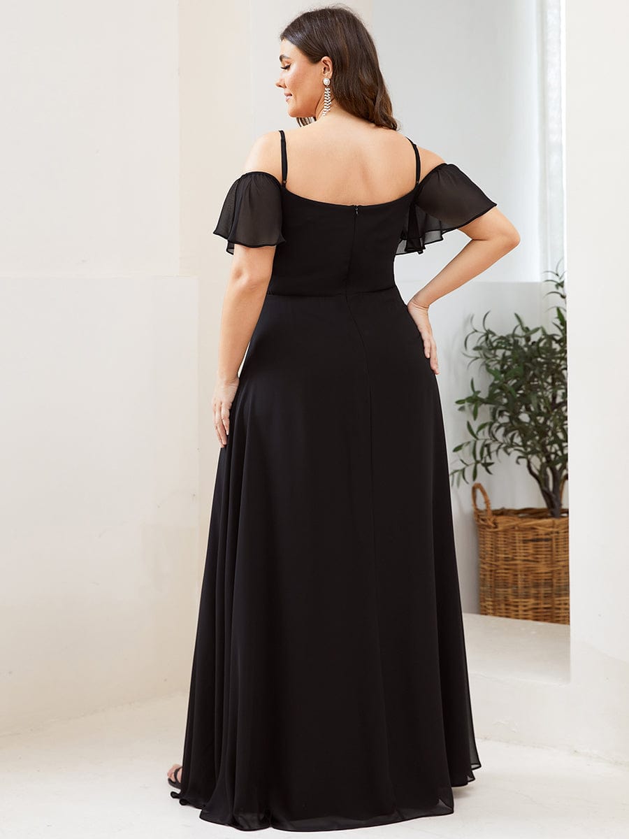 Cold-Shoulder High Split Floor Length Bridesmaid Dress