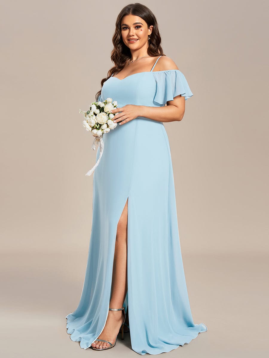 Cold-Shoulder High Split Floor Length Bridesmaid Dress