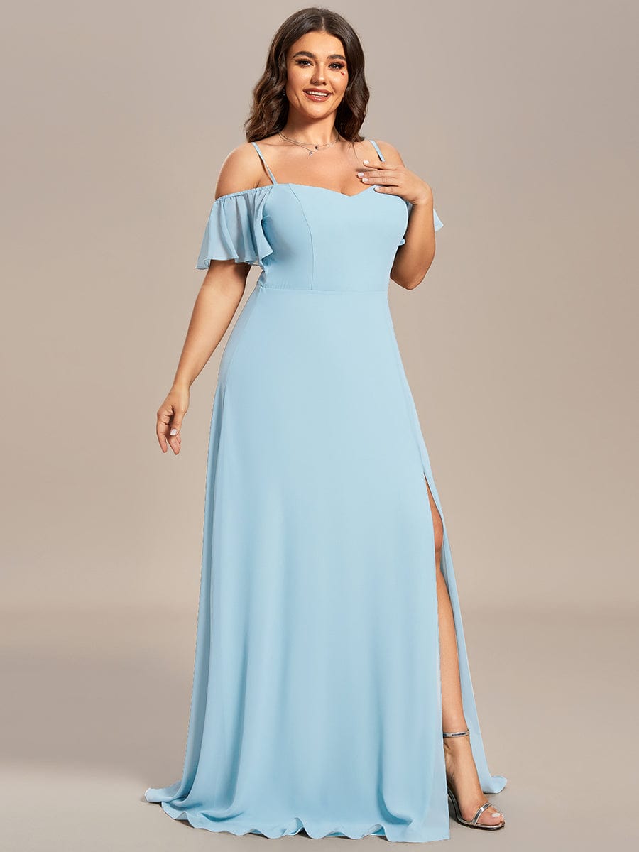 Cold-Shoulder High Split Floor Length Bridesmaid Dress